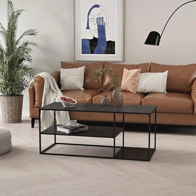 Rechthoekige Salontafel 120x50x50 cm - Mat Zwart Staal met Extra Opbergruimte