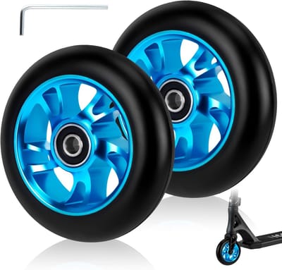 Reservewielen Scooter - Wielen Set - Stunt Rijden - ABEC-9 Lagers - 100mm Diameter - Lichtblauw