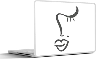 Laptop sticker - 17.3 inch - Vrouw - Gezicht - Minimalisme - 40x30cm - Laptopstickers - Laptop skin - Cover