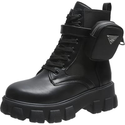 Damesschoenen Enkel Dameslaarzen Plus Size Moderne Laarzen Dames Vetersluiting Ronde Neus Vierkante Hak Gespsluiting Damesschoenen 38