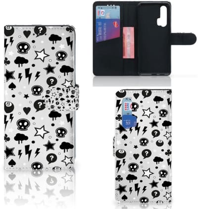 Book Case voor Telefoonhoesje met Naam Honor 20 Pro Silver Punk