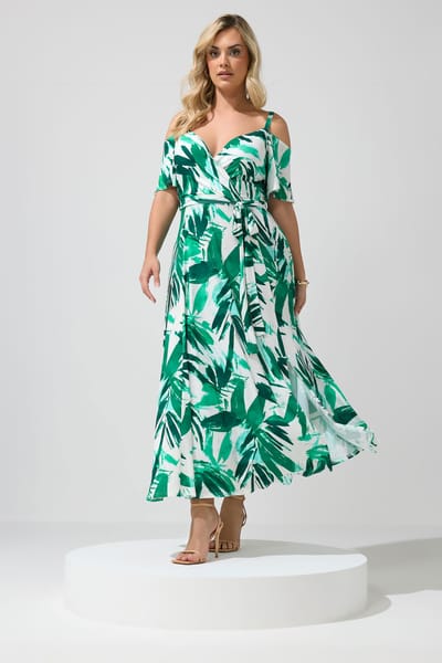 Yours London Groene Abstracte Print Maxijurk Size 52
