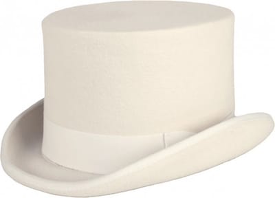 KIMU® Luxe Hoge Hoed Wit - Hoog Model - Maat 57 - 100% Wol - Heren Dames Man Vrouw - Gebroken Witte Tophat Wolvilt Bruidegom Bruiloft Pimp Festival