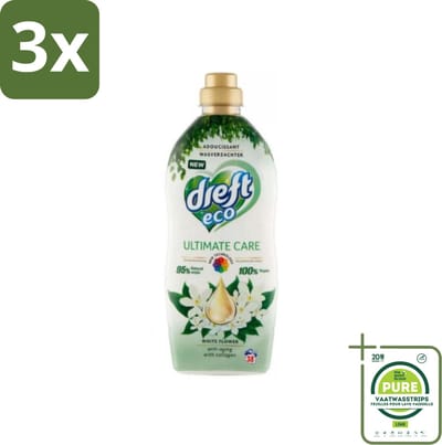 3 x Dreft ECO - Wasverzachter - Gekleurde Was - Witte Bloem - Anti-Veroudering - 38 Wasbeurten - Grootverpakking - Wasverzachter - Kleurbescherming - Anti-aging - Collageen - Wasgoed