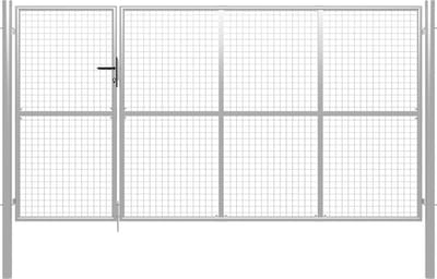 vidaXL - Poort - 350x150 - cm - staal - zilverkleurig