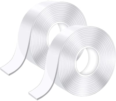 GELLDG Dubbelzijdige tape - Extra sterke kleefband - Transparante, afwasbare nanotape - Verwijderbare tape zonder sporen - Herbruikbare dubbelzijdige tape - Geschikt voor tapijten, foto's en posters - 3 meter - 2-pack