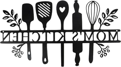 Metalen Wanddecoratie voor Keuken en Eetkamer, Kunstzinnige Wandversiering, Opengewerkt Design, Zwart, Geschikt voor Binnen en Buiten