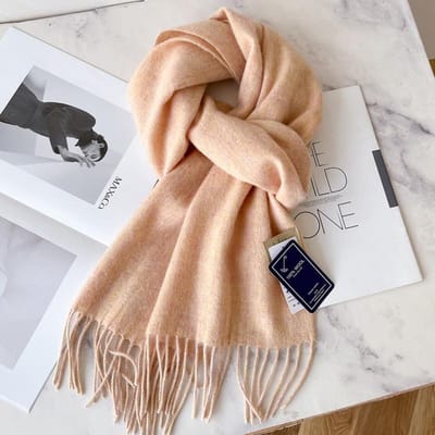 Wollen Winter Sjaal 31 Effen Kleur Sjaal Wraps Sjaals Universeel voor Mannen en Vrouwen Warm en Koudebestendig Sjaal 180x32 CM beige