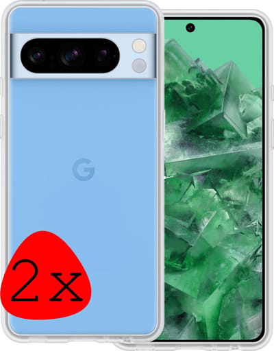 Hoesje 2 Stuks - Geschikt voor Google Pixel 8 Pro - Sterk & Shockproof - Case Siliconen - Back Cover - Telefoon Hoes - Transparant