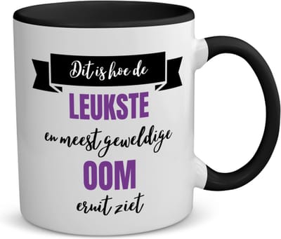 Akyol - meest geweldige oom koffiemok - theemok - zwart - Oom - beste oom - verjaardagscadeau - cadeau voor oom - kado - gift - 350 ML inhoud