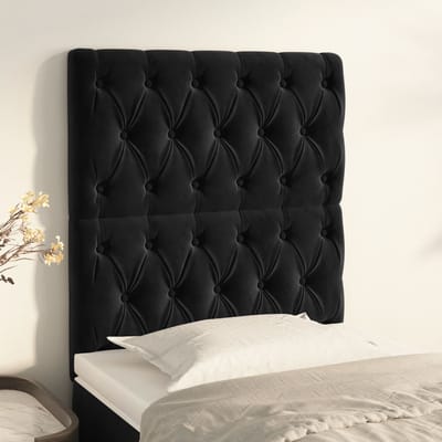 vidaXL - Hoofdbord - zwart - 80x7x118/128 - cm - fluweel