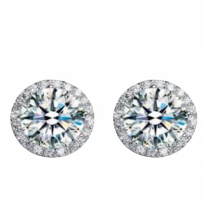Kroon oorbellen- 8 mm zirkonia-Zilverplating - Charme Bijoux