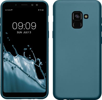kwmobile telefoonhoesje geschikt voor Samsung Galaxy A8 (2018) - Hoesje voor smartphone - Back cover in Metallic carabisch blauw