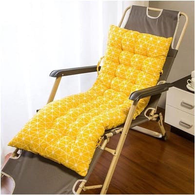 Ligstoel Kussen - Zonnebed Mat - Buiten Ontspannen - Met Bevestigingsbanden - 48 x 170 cm - Geel