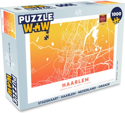 Puzzel Stadskaart - Haarlem - Nederland - Oranje - Legpuzzel - Puzzel 1000 stukjes volwassenen - Plattegrond
