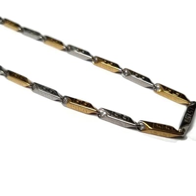 Aramat Jewels | Halskettingen | Stalen bicolor Bamboo schakel ketting | | | |4mm | Staal | Volwassenen | Verkleurd niet