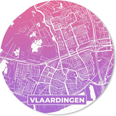 Muismat rond 20x20 cm - Mousepad Stadskaart - Vlaardingen - Paars - Roze - Ronde muismatten