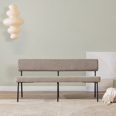Bronx71® Scandinavische eetkamerbank Espen taupe gerecyclede stof 160 cm - eettafelbank - eetbank