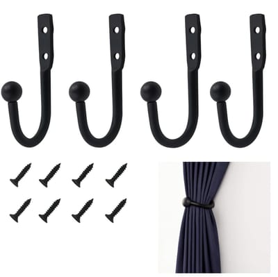 Dailygoods- Kapstokhaak Set 4 Stuks - Zwarte Wandhaak - Metalen Drukgiet Haken - Stevig en Minimalistisch - Versterkte Draagkracht - Ideaal voor Jassen en Tassen