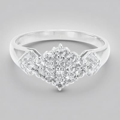 Cavill - Zilveren Ring met 0,50 ct Briljant Geslepen Witte Topaas uit Brazilië - 925 Sterling Zilver - Elegante Damesring - Tijdloos Modern Design