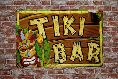 Wandbord - Tiki bar - Metalen wandbord - Mancave - Mancave decoratie - Tiki - Metalen borden - Metal sign - Bar decoratie - Tekst bord - Wandborden – Bar - Wand Decoratie - Metalen bord - UV besten