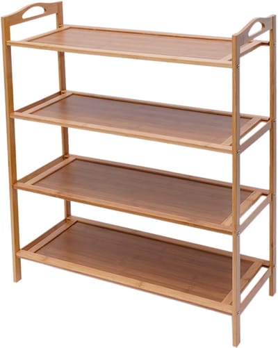 Schoenenrek Bamboe - Opbergrek Meubel - Ordelijk Huis - Vier Lagen - 60x25x67 cm - Natuurlijk Hout