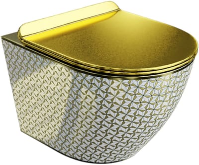 LAVITA® Compact Toiletpot Hangtoilet Sofi Slim Golden Never Die - Hangend Rimless Randloos Toilet - Toiletbril Softclose zitting - Wandcloset Badkamer WC