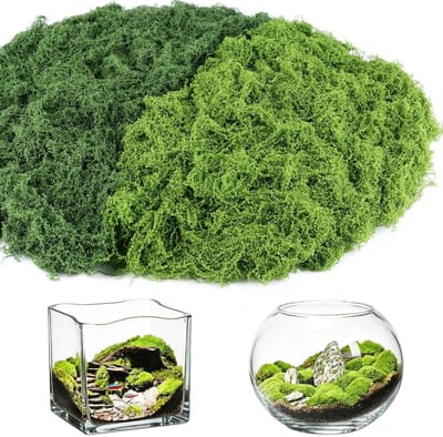 Kunstmos Decoratie Set 200g - Kunstmatig Mos voor Knutselen, Modelbouw, Aquarium en DIY Wanddecoratie (Donkergroen & Lichtgroen)