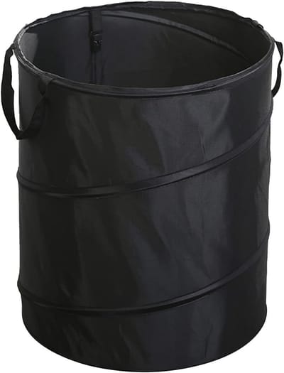 BigKing 37,8 l stofreservoir, pop-up-vuilnisemmer, Oxford-stofbak, campingvuilnisbak, Oxford-stof, opvouwbare afvalzak, draagbare campingvuilnisemmer voor balkon (zwart)