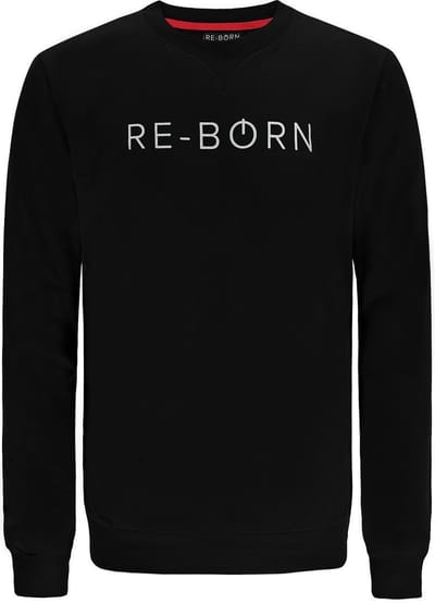 Re-Born - Sportkleding - Sweater - Sporttrui - Padel - Fitness - Tennis - Trui Ronde Hals Lange Mouw - Heren - Zwart - Maat S