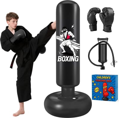 Vrijstaande Bokszak voor Kinderen 168 cm incl. Bokshandschoenen - Ideaal voor Karate, Kickboksen en MMA