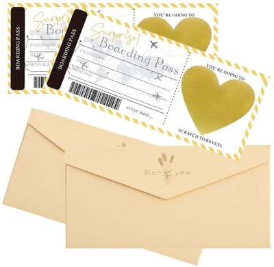 Dailygoods- Reis Krasloten 2 Stuks - Parelmoer Enveloppen - Creatieve Geschenken - Handgemaakte Kaarten - Geschikt Voor Activiteiten - Gecoat Papier - Kraslot