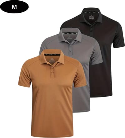 Livano Golf Shirt Heren - T-shirt - Golfkleding - Golfen - Golf Accessoires - Polo Shirt - Zwart & Grijs & Beige - Maat M