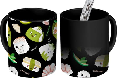 Magische Mok - Foto op Warmte Mokken - Koffiemok - Kawaii - Sushi - Patronen - Magic Mok - Beker - 350 ML - Theemok