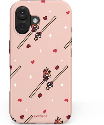 Casetastic hoesje geschikt voor Apple iPhone 16 - MagSafe - Dubbellaagse bescherming - Vurige liefde - Fashion Case - Perzik Zand