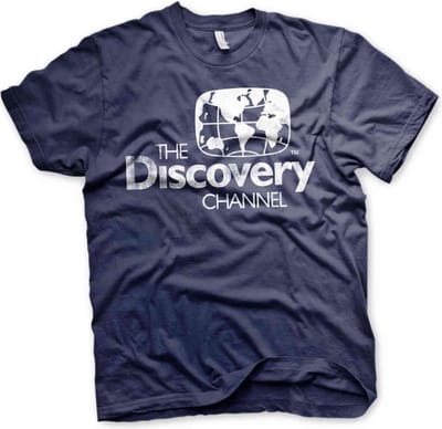 Discovery Channel Heren Tshirt -M- Distressed Logo Blauw