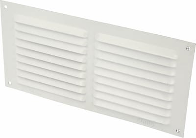 AMIG Ventilatierooster/muurrooster met gaas - 100 x 200mm - aluminium - wit - schoepenrooster - tegen muggen en insecten