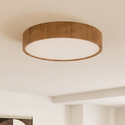 Envostar plafondlamp Kerio, Ø 47 cm, eikenhout naturel