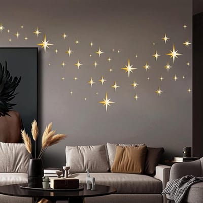 3D Ster Spiegel Stickers, 82 Stuks, Verwijderbare Wanddecoratie, Acryl Sterren voor Woonkamer en Slaapkamer, Creatieve Interieurdecoratie