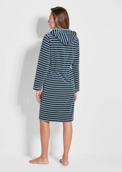 Nicky badjas met ritssluiting - salie / marine / gestreept - Gr. 19 van Goldner Fashion