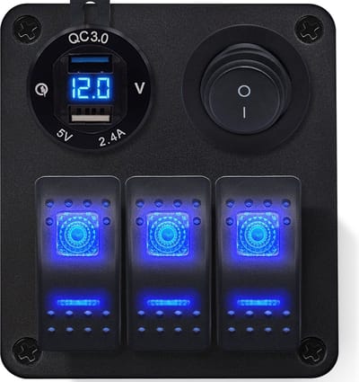 ProRide Schakelpaneel 12V voor Auto/Boot - USB Lader 2 Poorten met Schakelaar - 5V/2.4A - DS2114B - 3 schakelaars