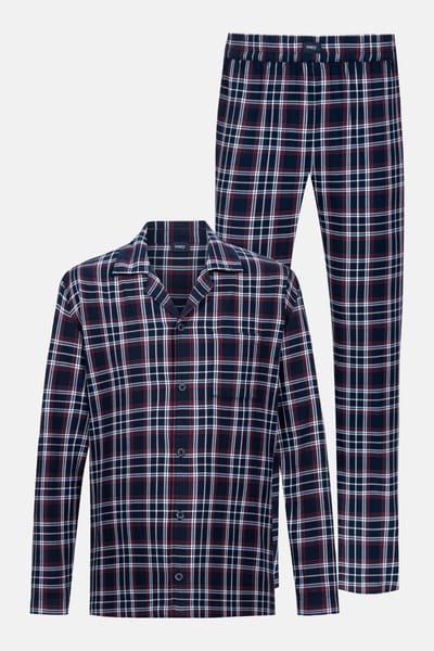 Mey Tweedelige knoopjes Pyjama Flanadian Heren 224010 668 yacht blue L