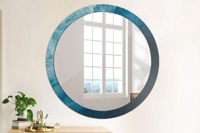 Coloray Bedrukte Spiegel - Abstracte kunst Spiegel Met Bedrukte Lijst - 100 cm - Blauw Bedrukte Spiegel - Spiegel Met Bedrukte Lijst - Spiegel Met Decoratie - Spiegel Lijst Met Print