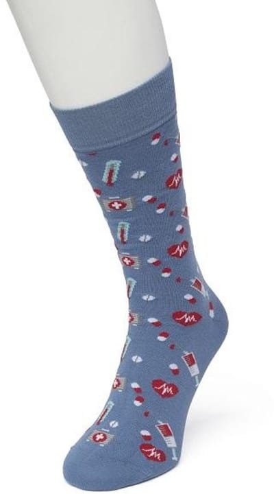 Bonnie Doon Heren Sokken met Medische Print maat 40/46 Grijs Blauw - Thema Sokken - Ziekenhuis - Dokter - Cadeau Sokken - Word je Happy en vrolijk van - Zacht Katoen met Gladde Teennaad - Comfortabel - Perfect Cadeau - Coronet Blue - BT992116.187