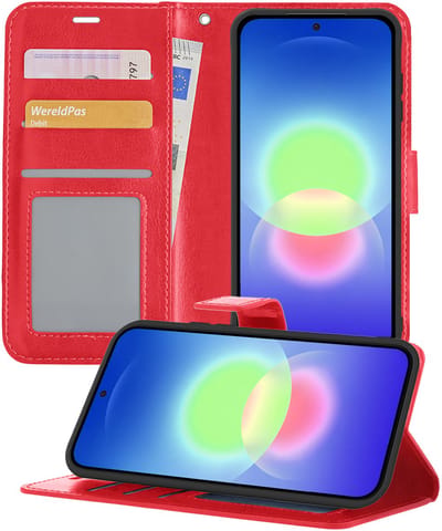 Hoesje - Geschikt voor Samsung Galaxy A27 - Luxe Bookcase - Walletcase Hoes - Portemonnee - Cover - Telefoonhoes - Rood