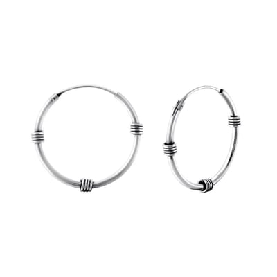 Aramat Jewels | Oorringen | Zilveren Bali Oorringen 20mm - Geoxideerd Zilver | | | |2mm | Zilver | Kinderen, Volwassenen | Verkleurd niet