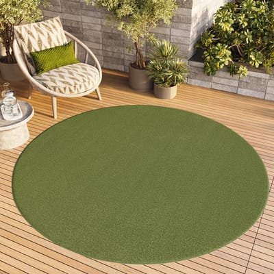 Tapiso Mono Rond Vloerkleed Groen Laagpolig Effen Tapijt Maat- 80x80