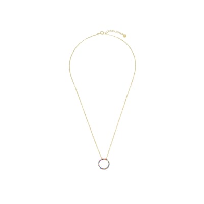 Luxenter hrius collier in 925 sterling zilver en veelkleurige zirkonia met 18 karaat geelgouden afwerking