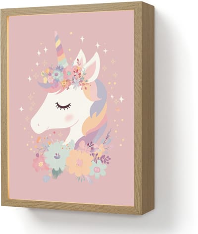 Nachtlampje 30x40 cm - Kinder lamp - Eenhoorn - Roze - Bloemen - Tafellamp kinderkamer draadloos - Slaapkamer lampje - Bedlamp kinderen - Kinderlampje - Wandlamp babykamer - Nachtlampjes
