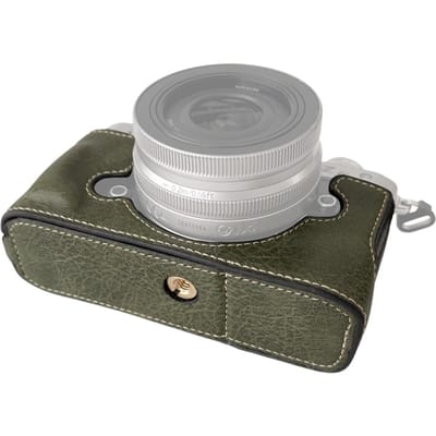 Étui de protection pour appareil photo portable de style rétro, sac de transport avec ouverture par le bas vert
